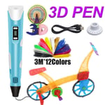 Ensemble de stylos d'impression 3D Doodle Printer Drawing 12 couleurs PLA Filament Cadeau pour enfants