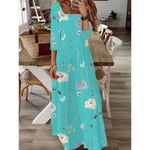 Fashionabla Elegant printed Klänning Lång Jumpsuit Lake Blue S