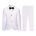 Garçon Costume 3 Pièces Classique Slim Fit Mariage Bal Tuxedo Veste Pantalon Et Gilet,Blanc,10 Ans