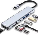 HUB USB C MACBOOK PRO AIR 7 en 1 HDMI 100W PD SD/TF,JL1584