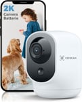 2K Camera Surveillance Wifi Interieur Sans Fil Pan/Tilt À Batterie 5200Mah, Sans Fil Pour Surveillance De Bébé/Caméra Animaux/Sécurité Domestique, Reconnaissance Ia, Détection Humaine Pir [Q423]