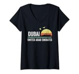 Womens Dubai Souvenir Skyline UAE United Arab Emirate Reminder V-Neck T-Shirt