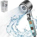 Fenxyo Filtered Shower Head, High Pressure Detachable Handheld Shower Head, Multiple Spray Modes Shower Head with Filter for Hard Water Residual Chlorine Remove, ON/Off Switch for Pets Bath, Grey