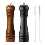 BINHAI Wooden Pepper Mill Set Salt Black Pepper Grinder Kit Manual Mills Solid with Strong Adjustable Ceramic Grinders 2 Piece 8 Inches