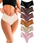 READY TO LOVE Seamless Thongs for Women High Waisted Rise Underwear Women No VPL Knickers for Women Multipack No Show Ladies Knickers Sexy Panties Scalloped Edge Womens Briefs 6 Pack