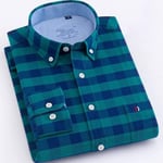 Homme Manches Longues Chemise,Chemise Décontractée À Manches Longues Bleu Imprimé À Carreaux Robe d'affaires en Coton Vert Poche Bouton Vintage Tops Idéal pour Cadeau De Petit Ami Anniversaire