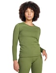 LAPASA Haut Thermique Femme Maillot de Corps à Manches Longues sous-Vêtements Chauds Thermoflux Automne/Hiver L42 Vert (1 Haut, Épais) XL