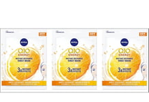 3 X Nivea Q10 Energy Instant Recharge Sheet Mask. 3 Instant Effects.