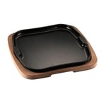 ILSA Assiette à servir en fonte Gourmet avec plateau en bois 29 x 29 cm