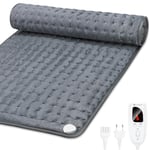 MYCARBON 92x50cm Coussin Chauffant Électrique Extra Large, Arrêt Automatique, 6 Niveaux de Température, Protection Contre la Surchauffe, Pad Chauffant pour Dos, Épaule, Nuque (Gris Foncé, 92x50cm)