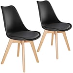 TecTake® Lot de 2 Chaises de Salle à Manger Design Scandinave Chaise Confortable Rembourrée avec Pieds en Bois Massif Meuble Salon pour Salon, Coiffeuse, Chambre, Cuisine, Bureau, Cabinet