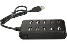 HUB USB 2.0 10 PORTS AVEC ADAPTATEUR SECTEUR 2.5 A