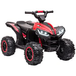 HOMCOM 12V Electric Quad Bike for Kids Ride On Car ATV Toy, with Forward Reverse Functions, LED Headlights, Music, for Ages 3-5 Years - Red