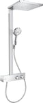 hansgrohe Raindance E - Colonne de douche avec mitigeur thermostatique, douche pluie 300 mm avec robinet, douchette, support, flexible de douche, barre et douche de tête carrée 1 jet, Chromé, 27361000