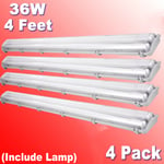 4x 4 Ft 36W Batten Light Shop Light Utility LED Neutral White for Office Garage