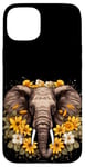 iPhone 15 Plus Elephant With Sunflowers Cute Elephant Lover Graphic Case