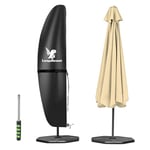 LeapBeast Housse Parasol Déporté,Housse Parasol,Housse de Protection pour Parasol,Contre Les intempéries,avec Fermeture Éclair pour Parasol de 2 à 4m pour Parasols Jardin Plage (Noir, 280-30-81-46cm)