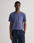 Gant Mens Regular Fit Short Sleeve T-Shirt Shield Logo - Blue Cotton - Size Large