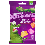 Chewits Xtreme Jewels Sour Mix 125g X3  Fruit Flavour Gums