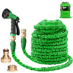 Suplong 100ft Expandable Garden Hose, Expanding Hose Pipe with 1/2",3/4" Fittings,Lightweight Garden Hose Expandable with 8 Function Spray Nozzle (100ft, Green)