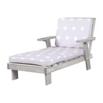 roba Chaise Longue pour Enfant avec Coussin Little Stars Déhoussable et Porte Gobelet - 1 Place Supportant Jusqu'à 50 kg - Bain de Soleil en Bois Gris Résistant aux Intempéries