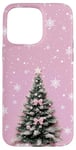 iPhone 15 Pro Max Pink Coquette Bow Christmas Tree Pastel Pink Girly Snowflake Case