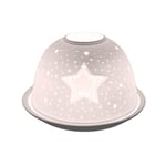 NOV8E Nordic lights Star Porcelain Tea light Holder Dome | Candle Holder Projecting a 3D Image Use With Scented Candle, LED Light | Room Decor Lights White Color Shade & Plate Set of 2