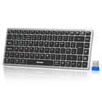 TECKNET Wireless Keyboard, Rechargeable 2.4GHz USB Bluetooth Keyboard for 4 Multi Devices, UK Layout Compact Mini Keyboard, Small Silent Keyboards for Laptop, PC, Computer, Tablet, Smart TV, Phone