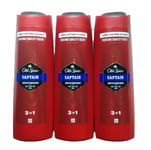 3 Pack Old Spice Captain Scent of Fierce Ocean Large 400ml Bottles