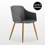 Life Interiors - Ensemble Lot de 6 chaises en plastique Eden avec coussins en similicuir - Chaise de salle à manger rembourrée pour salle à manger,