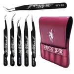 Razor Edge Eyelash Tweezers 5 Pack Set with 5 different styles of tips flowers