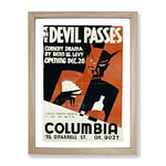 Wpa The Devil Passes Theatre Poster Vintage Framed Wall Art Print, Ready to Hang Picture for Living Room Bedroom Home Office Décor, Oak A3 (34 x 46 cm)