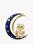 Eclectica Pre-Loved Beatrix Jewellery 18ct Gold Plated Swarovski Crystal Owl Brooch, Dated Circa 1980s, Blue