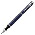 Parker Stylo plume - corps bleu royal attributs chromés pointe moyenne