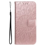 Motorola Edge 30 Pro Skinndeksel med Lommebok og Stropp - Mandala-Trykk - Rose Gull