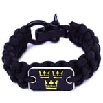 Armygross Tre kronor paracord armband - svart