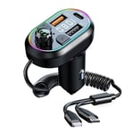 Car  Bluetooth 5.0 FM Transmitter Radio Receiver Support Five Devices6204