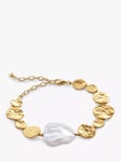 Monica Vinader Capri Gold Vermeil Keshi Pearl Disc Bracelet