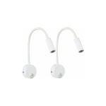 Lot de 2 Applique de Lecture Blanc, Lampe Col de Cygne Flexible led 3W Fixation Liseuse Murale avec interrupteur pour Chambres Salon Intérieur Salon