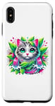 iPhone XS Max Beloved Cat with Green Leaves Cat Lovers Pink Waterfalls Case