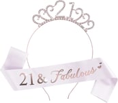 21st Birthday Sash and Crystal Tiara Birthday Crown, 21st Birthday Gifts for Her