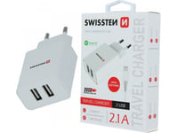 Swissten Charger Swissten Smartic 2Xusb 2.1A Charger + 1.2M Iphone Lightning Cable White