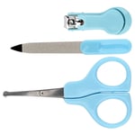 3pcs Baby Fingernail Clipper Set Infant Nail Cutter Scissor File (Blue)