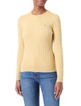 GANT Women's Stretch Cotton Cable C-Neck Sweater, Burnt Wheat, L