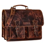 STILORD 'Jeffrey' Porte Document Femme et Homme Cuir Sac d'Enseignant XL Sac à Bandoulière Ordinateur Portable 15,6 Classeur A4 Trolley, Couleur:Milano - Marron