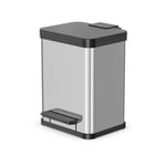 Poubelle de tri sélectif 2 bacs à pédale 20L (9+9) Hailo ko Duo Plus m Coloris - Inox