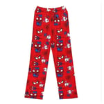 Dam Jultomte Cartoon Fleece Pyjamasbyxor, Flickor Katt Tryck Flanell Sovkläder Byxor Present (Helt Tryckt) KT Cat Red M