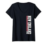 Womens Vintage New England Hometown Stripes Iconic New England V-Neck T-Shirt