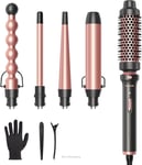 Wavytalk Hair Curler, 5 in 1 Curling Tongs Set with Curling Brush and 4 Ceramic