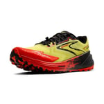 Brooks Men's Catamount 3 Sneaker, Acid Lime Cherry Tomato Black, 9.5 UK